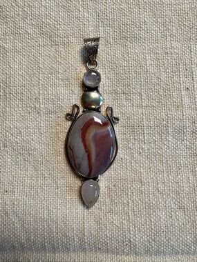 Banded Agate Multi-Stone Statement Pendant